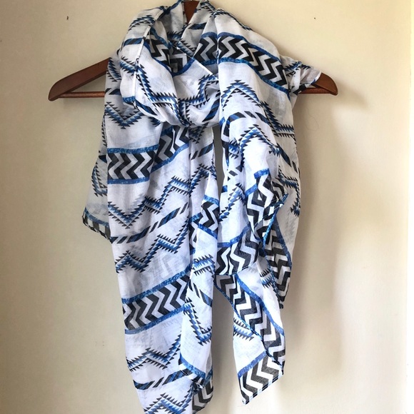 ASOS Accessories - ASOS Zig-Zag Chevron Tribal Geometric Scarf Blue